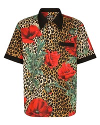 beige Kurzarmhemd mit Blumenmuster von Dolce & Gabbana