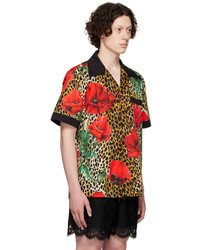 beige Kurzarmhemd mit Blumenmuster von Dolce & Gabbana