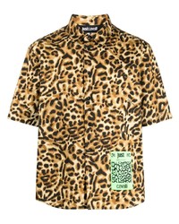 beige Kurzarmhemd mit Leopardenmuster von Just Cavalli