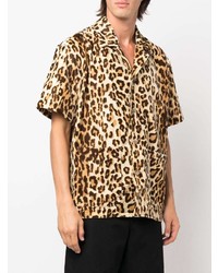 beige Kurzarmhemd mit Leopardenmuster von Mastermind World
