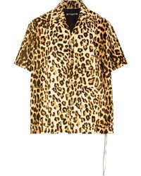 beige Kurzarmhemd mit Leopardenmuster von Mastermind Japan