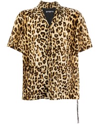 beige Kurzarmhemd mit Leopardenmuster von Mastermind World