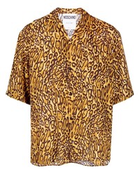 beige Kurzarmhemd mit Leopardenmuster von Moschino