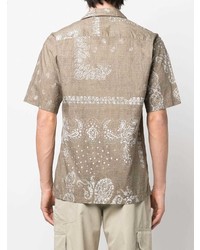 beige Kurzarmhemd mit Paisley-Muster von Woolrich