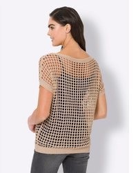 beige Kurzarmpullover von Heine