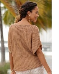 beige Kurzarmpullover von Lascana