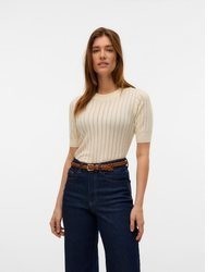 beige Kurzarmpullover von Vero Moda