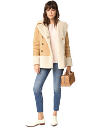 beige Lammfelljacke von Mother