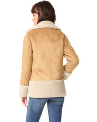 beige Lammfelljacke von Mother