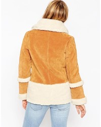 beige Lammfellmantel von Asos