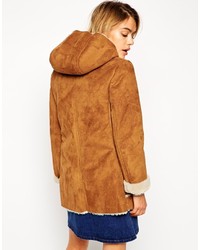 beige Lammfellmantel von Asos