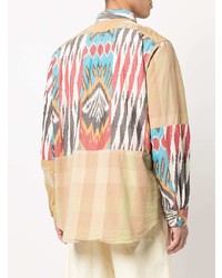 beige Langarmhemd mit Flicken von Engineered Garments