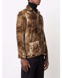 beige Langarmhemd mit Leopardenmuster von Ernest W. Baker