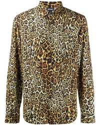 beige Langarmhemd mit Leopardenmuster von Just Cavalli