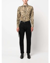 beige Langarmhemd mit Leopardenmuster von Tom Ford