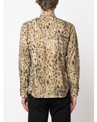 beige Langarmhemd mit Leopardenmuster von Tom Ford