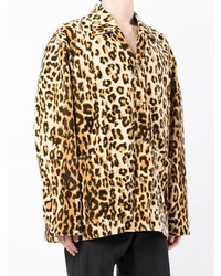 beige Langarmhemd mit Leopardenmuster von Mastermind World