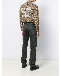 beige Langarmhemd mit Leopardenmuster von MSGM