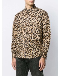 beige Langarmhemd mit Leopardenmuster von MSGM