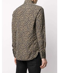 beige Langarmhemd mit Leopardenmuster von Tom Ford