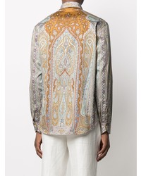 beige Langarmhemd mit Paisley-Muster von Etro