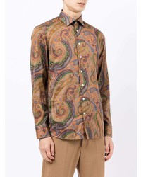 beige Langarmhemd mit Paisley-Muster von Etro