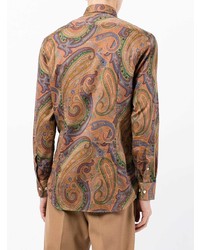 beige Langarmhemd mit Paisley-Muster von Etro