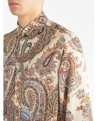 beige Langarmhemd mit Paisley-Muster von Etro