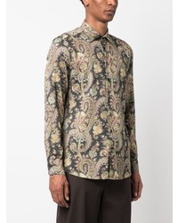 beige Langarmhemd mit Paisley-Muster von Etro