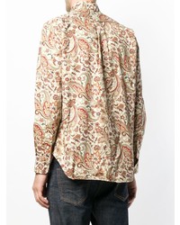 beige Langarmhemd mit Paisley-Muster von Gitman Vintage