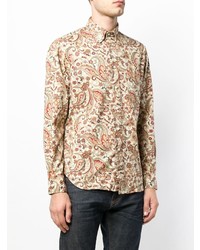 beige Langarmhemd mit Paisley-Muster von Gitman Vintage