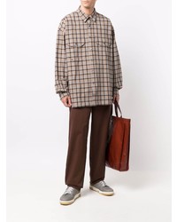 beige Langarmhemd mit Schottenmuster von Acne Studios