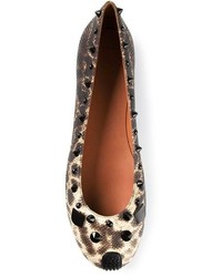 beige Leder Ballerinas mit Leopardenmuster von Marc by Marc Jacobs