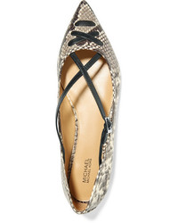 beige Leder Ballerinas mit Schlangenmuster von MICHAEL Michael Kors