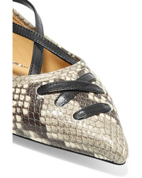 beige Leder Ballerinas mit Schlangenmuster von MICHAEL Michael Kors