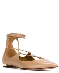 beige Leder Ballerinas von Aquazzura