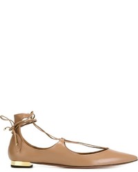 beige Leder Ballerinas von Aquazzura