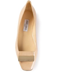 beige Leder Ballerinas von Jimmy Choo