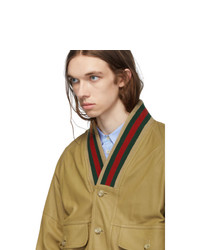 beige Leder Bomberjacke von Gucci