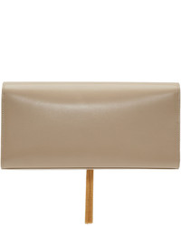 beige Leder Clutch von Saint Laurent