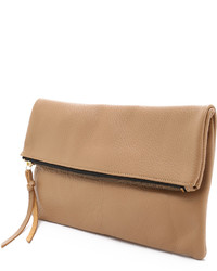 beige Leder Clutch