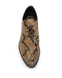 beige Leder Derby Schuhe mit Schlangenmuster von N°21