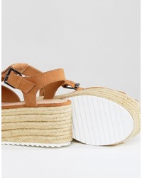 beige Leder Espadrilles von Pull&Bear