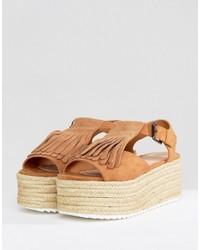 beige Leder Espadrilles von Pull&Bear