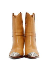 beige Leder mittelalte Stiefel von Isabel Marant