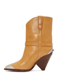 beige Leder mittelalte Stiefel von Isabel Marant