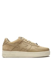 beige Leder niedrige Sneakers von A Bathing Ape