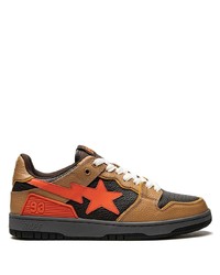 beige Leder niedrige Sneakers von A Bathing Ape