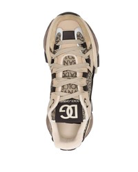 beige Leder niedrige Sneakers von Dolce & Gabbana