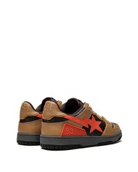 beige Leder niedrige Sneakers von A Bathing Ape